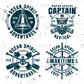 Set of four nautical vintage vector emblems Royalty Free Stock Photo