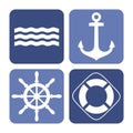 Set of naval vessel icons, vector illustration