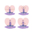 Set of four options for yoga exercises in pastel colors