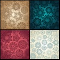 Set of four ornated floral seamless texture, endless pattern wit