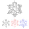 Set of four pattern snowflakes