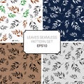 A set of four patterns from leaves and twigs Royalty Free Stock Photo