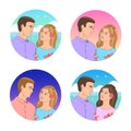 A set of four pictures with couples in love.