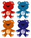 Set of four pictures of teddybears in different colors