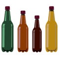 Set of four plastic bottles with brown covers