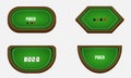 Set of four poker tables in different shape for poker client game design and user interface in flat design