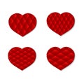 Set of four polygonal hearts isolated on white background. Low poly style. Valentine s Day vector illustration. Love story symbol