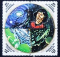 Set of four postage stamps printed in Burundi in 1973. 500 years since the birth of Nicolaus Copernicus. Elements of outer space.