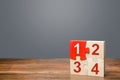 Set of four puzzles with numbers. Contract road map. Organization and systematization, step by step instructions. Procedure, key Royalty Free Stock Photo