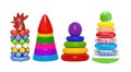 Set of four pyramid toys isolated Royalty Free Stock Photo