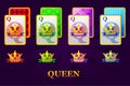 Set of four Queens playing cards suits for poker and casino. Set of hearts, spades, clubs and diamonds Queen.