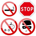 Set of four restricted access denied signs Royalty Free Stock Photo
