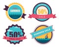 Set of four retro labels for summer sale Royalty Free Stock Photo