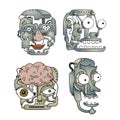 Set of four robot heads