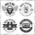 Set of four rock music vector emblems or labels Royalty Free Stock Photo