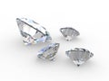 Set of four round diamond gemstones Royalty Free Stock Photo