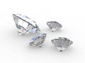 Set of four round diamond gemstones