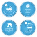 Set of four round icons on the theme of the World Maritime Day. Royalty Free Stock Photo