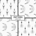 Set of four sacred geometric symbols seamless patterns