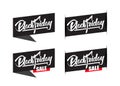 Set of four sale labels with handwritten modern brush lettering of Black Friday isolated on white background.