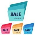 Set of four sale stickers with abstract colorful geometric forms