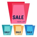 Set of four sale stickers with abstract colorful geometric forms