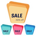 Set of four sale stickers with abstract colorful geometric forms