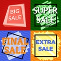 Set of four sale vector bannes with colorful design elements.