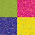 Set of four seamless backgrounds with multicolored waves Royalty Free Stock Photo