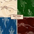 Set of four seamless fashion colorful australian animals patterns. Australian art. Aboriginal painting style, aboriginal ornament Royalty Free Stock Photo