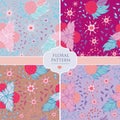 Set of four seamless floral background patterns Royalty Free Stock Photo
