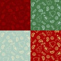 Set of four seamless pattern with Christmas food