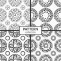 Set of four seamless pattern with circle shapes, symbols Royalty Free Stock Photo