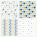 Set of four seamless pattern with colorful anchors