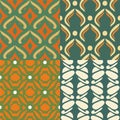 Set of four seamless patterns with abstract geometric ornament. Vector illustration. Royalty Free Stock Photo