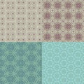 Set of four seamless patterns. Kazakh, Asian, floral, floral pat Royalty Free Stock Photo