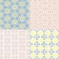 Set of four seamless patterns. Kazakh, Asian, floral, floral pat Royalty Free Stock Photo