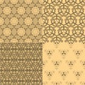 Set of four seamless patterns. Kazakh, Asian, floral, floral pat Royalty Free Stock Photo