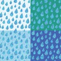 Set of four seamless patterns with rain drops