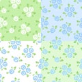 vector set of four seamless patterns with roses.