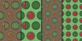 Set of four seamless patterns with watermelons in one style. Colorful illustration, eps10