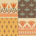 Set of four a seamless vector illustration of Egyptian national ornament.