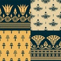 Set of four a seamless vector illustration of Egyptian national ornament.