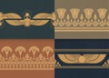 Set of four a seamless vector illustration of Egyptian national ornament on the various background