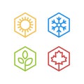 Set of four seasons icons. Summer, winter, spring, autumn