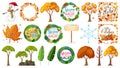 Set of four seasons trees and nature objects Royalty Free Stock Photo