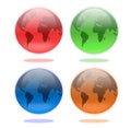 Set of Earth Globes in Four Colors