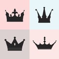 Set of four silhouettes of crowns