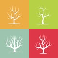 Set of four silhouettes of trees on colorful backgrounds