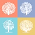 Set of four silhouettes of trees